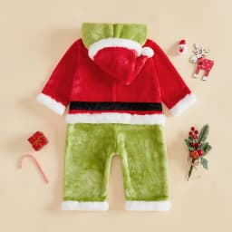 Baby Christmas Romper Long Sleeve Hooded Romper Green Monster Costume Xmas Clothes