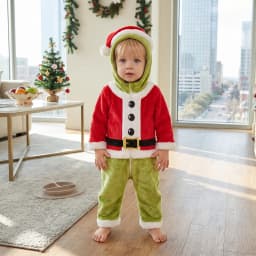 Baby Christmas Romper Long Sleeve Hooded Romper Green Monster Costume Xmas Clothes