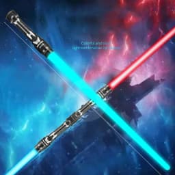 Colorful Glowing Sword Toys Laser Sword Lightsaber Red and Blue Double Saber Telescopic Music Cosplay Cool Flashing Children Toy