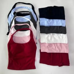 No Logo 2 Pieces Sports Set Women Backless Tank Tops High Waist Scrunch Seamless Shorts Gym Set Sportswear Workout Set Yoga