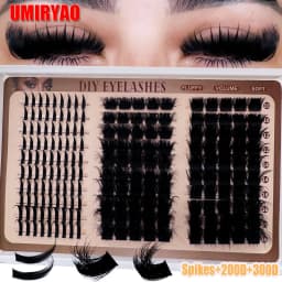 300D-60DLash Clusters With Spikes & Bottom Lashes Fluffy Volume Manga Natural Spiky Cluster Manga Lash D Curl Individual Lashes