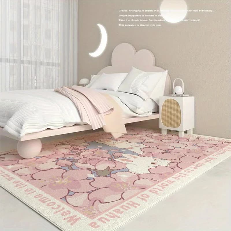 VIKAMA European Countryside Girl Style Carpet Living Room Bedroom Decorative Carpet Soft Machine Washable Carpet Home Decor