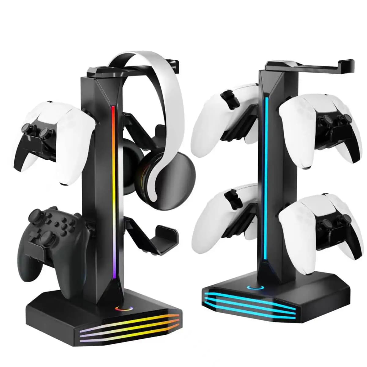GB Headphone Stand for Desk - Controller Stand & Gaming Headset Holder with USB & Type-C Ports, Rotatable Earphone