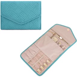 Faux Leather Velvet Jewelry Storage Roll Bag Travel Folding Portable Jewelry Bag Stud Earrings Jewelry Storage Bag