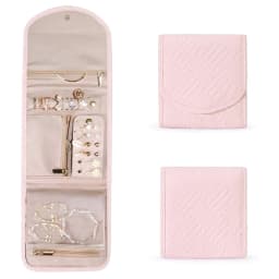 Faux Leather Velvet Jewelry Storage Roll Bag Travel Folding Portable Jewelry Bag Stud Earrings Jewelry Storage Bag