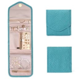 Faux Leather Velvet Jewelry Storage Roll Bag Travel Folding Portable Jewelry Bag Stud Earrings Jewelry Storage Bag