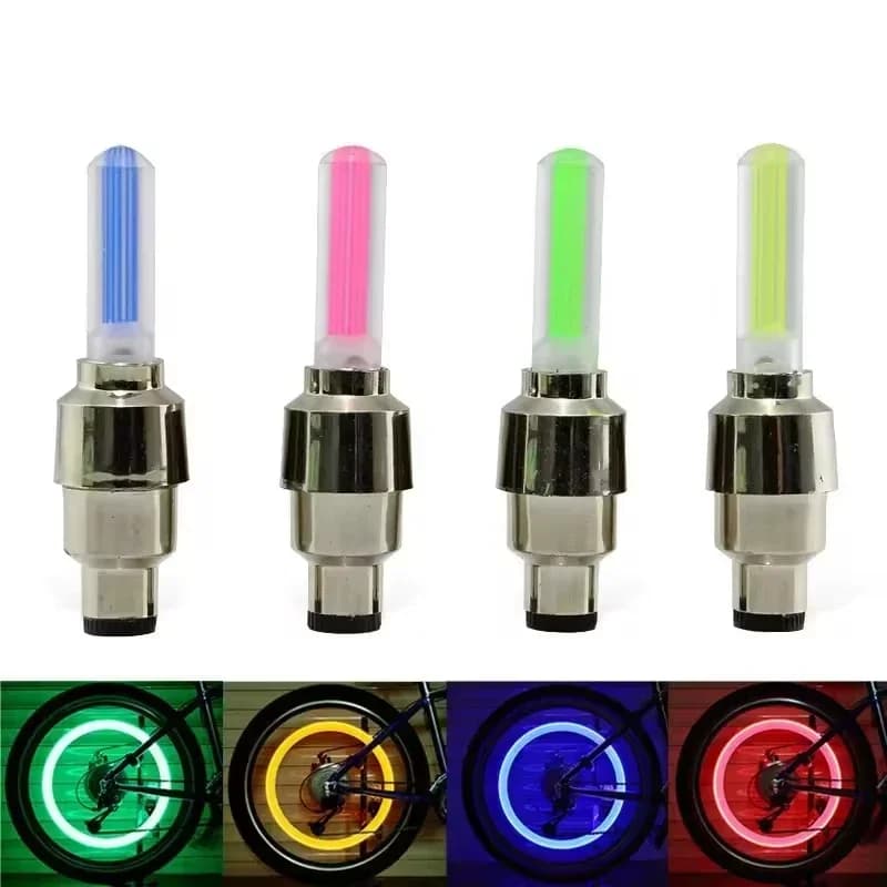 2/4pcs Motorcycle Bicycle Tire Valve Caps Light LED Neon Flash Lamp Waterproof Tyre Universal Wheel Lights Car Accessories