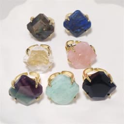 FUWO Wholesale 5Pcs Natural Semi-precious Stone Rings,Claw Setting Design Faceted Crystal Ring For Valentines Gift RG095