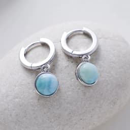 Creative Natural Gemstones Larimar Pectolite Hoop Dangle Earrings Healing Crystal Woman Drop Earrings Desiger Jewellery