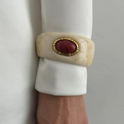 Salircon Vintage Exaggerated Inlay Red Stone Resin Acrylic Stack Bracelet Women Punk Geometric Chunky Wide Cuff Bangle Jewelry
