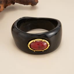 Salircon Vintage Exaggerated Inlay Red Stone Resin Acrylic Stack Bracelet Women Punk Geometric Chunky Wide Cuff Bangle Jewelry