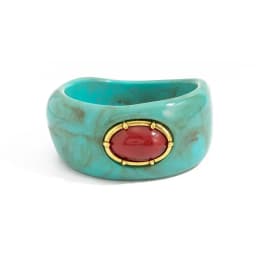 Salircon Vintage Exaggerated Inlay Red Stone Resin Acrylic Stack Bracelet Women Punk Geometric Chunky Wide Cuff Bangle Jewelry