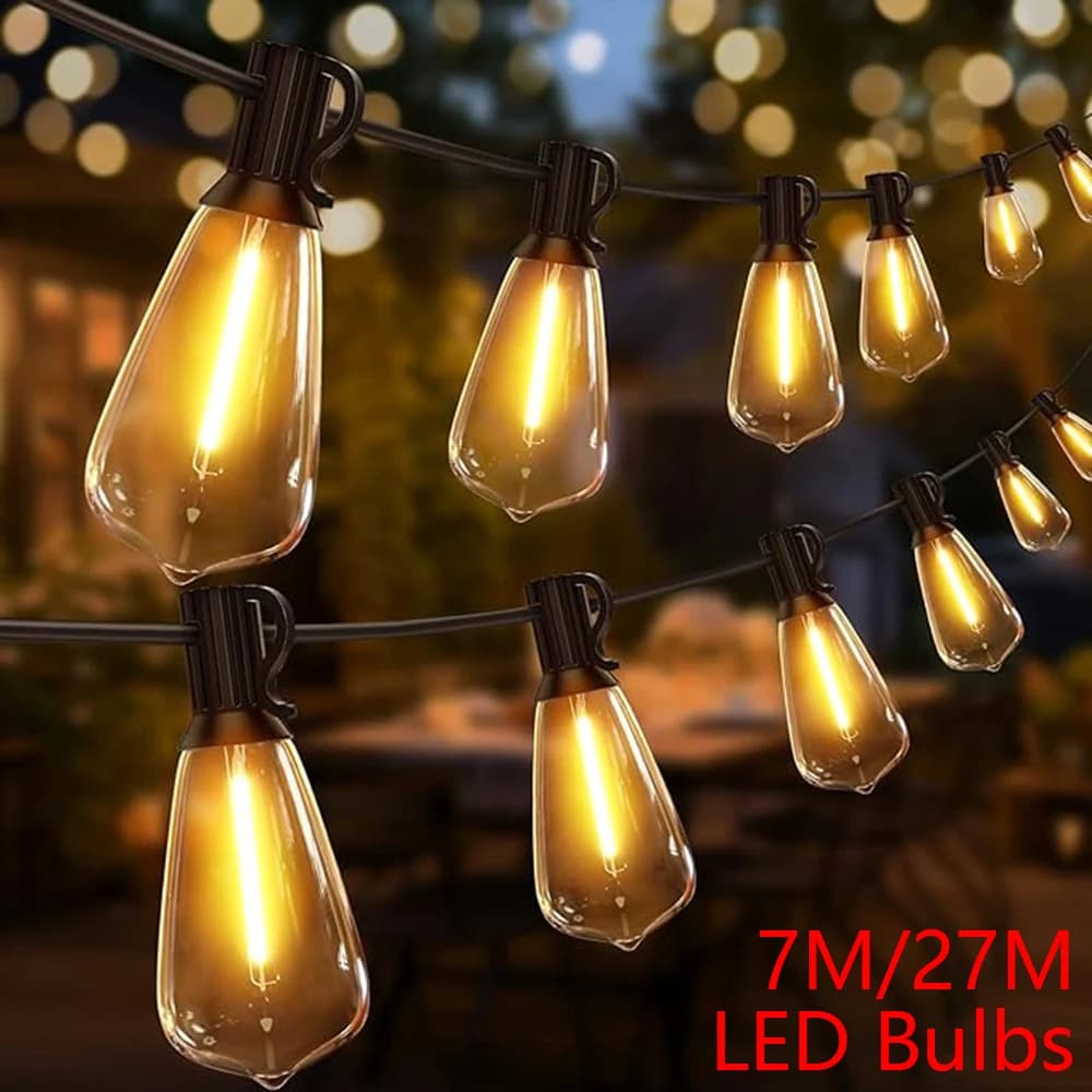 ST38 Festoon 220V LED Globe String Light Fairy LED Outdoor For Birthday Party Garden Decor Garland Lamp Street Patio Backyard