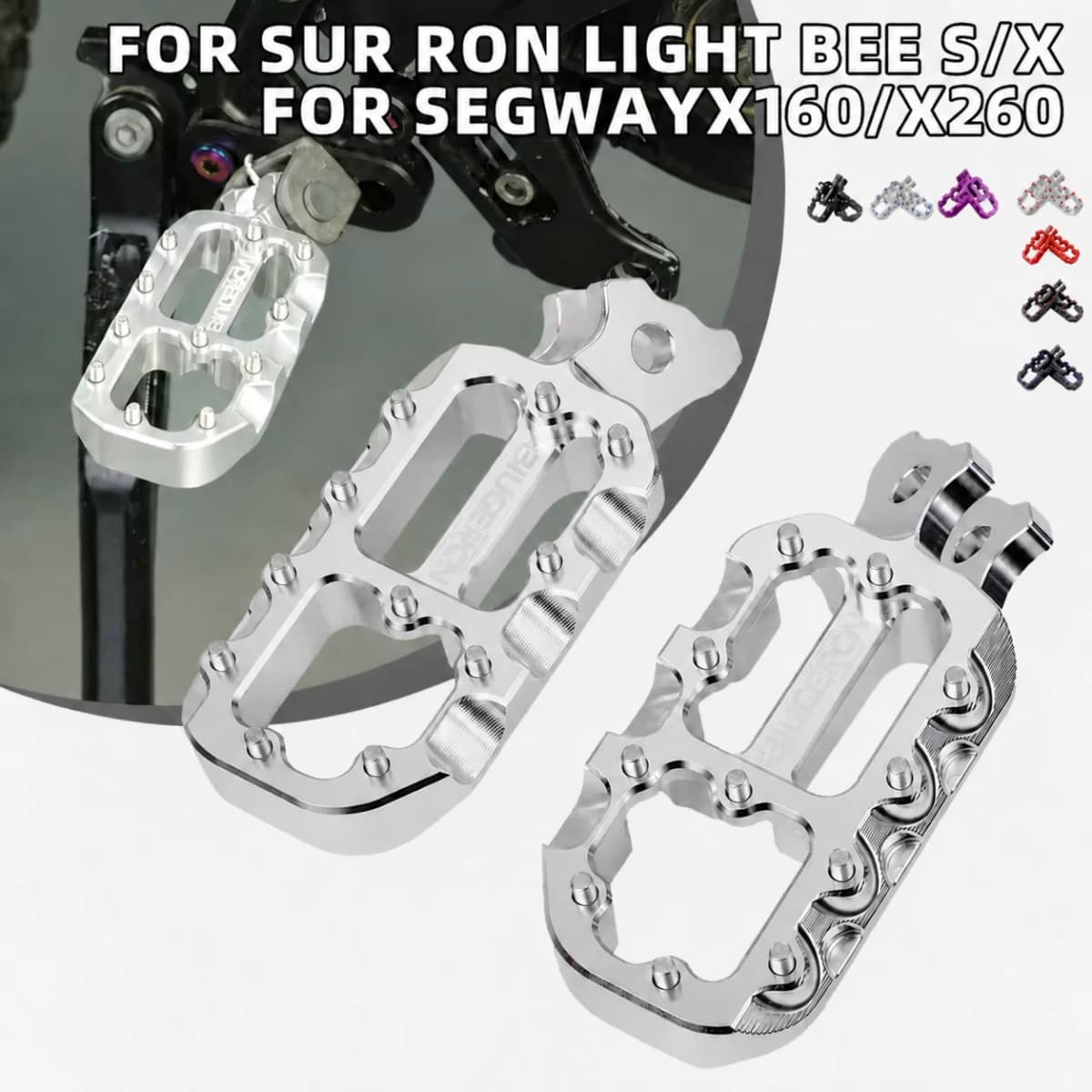 FootPegs Motorcycle For Surron Lightbee Segway X260 X160 Electric Dirt Bike Aluminum Foot Rests Pedals Dirt Pit Bike Accessories