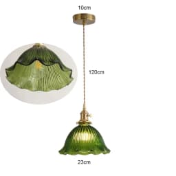 LED Vintage Glass Pendant Light Green Hanging Lamps Living Room Decor Luminaire Hall Bedroom Dining Room Indoor Fixture Lustre