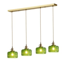 LED Vintage Glass Pendant Light Green Hanging Lamps Living Room Decor Luminaire Hall Bedroom Dining Room Indoor Fixture Lustre