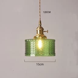 LED Vintage Glass Pendant Light Green Hanging Lamps Living Room Decor Luminaire Hall Bedroom Dining Room Indoor Fixture Lustre