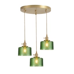 LED Vintage Glass Pendant Light Green Hanging Lamps Living Room Decor Luminaire Hall Bedroom Dining Room Indoor Fixture Lustre