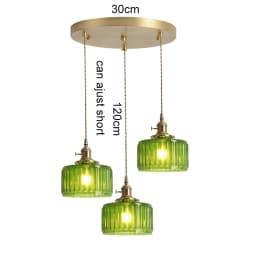 LED Vintage Glass Pendant Light Green Hanging Lamps Living Room Decor Luminaire Hall Bedroom Dining Room Indoor Fixture Lustre