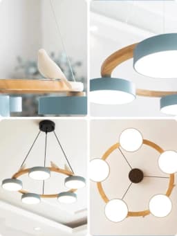 Nordic Wooden circle chandelier Bird lamp for Living Room Colour lamp Minimalist Bedroom Living Room Main Light dining lamp