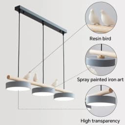 Nordic Wooden circle chandelier Bird lamp for Living Room Colour lamp Minimalist Bedroom Living Room Main Light dining lamp
