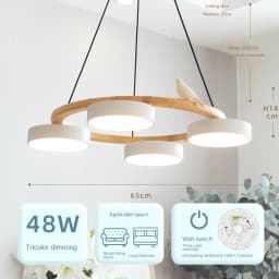 Nordic Wooden circle chandelier Bird lamp for Living Room Colour lamp Minimalist Bedroom Living Room Main Light dining lamp