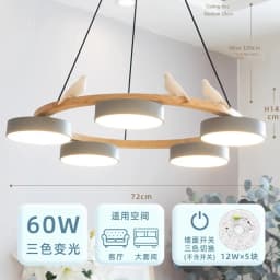 Nordic Wooden circle chandelier Bird lamp for Living Room Colour lamp Minimalist Bedroom Living Room Main Light dining lamp