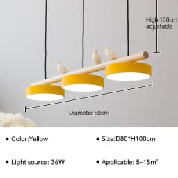 Nordic Wooden circle chandelier Bird lamp for Living Room Colour lamp Minimalist Bedroom Living Room Main Light dining lamp