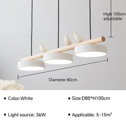 Nordic Wooden circle chandelier Bird lamp for Living Room Colour lamp Minimalist Bedroom Living Room Main Light dining lamp