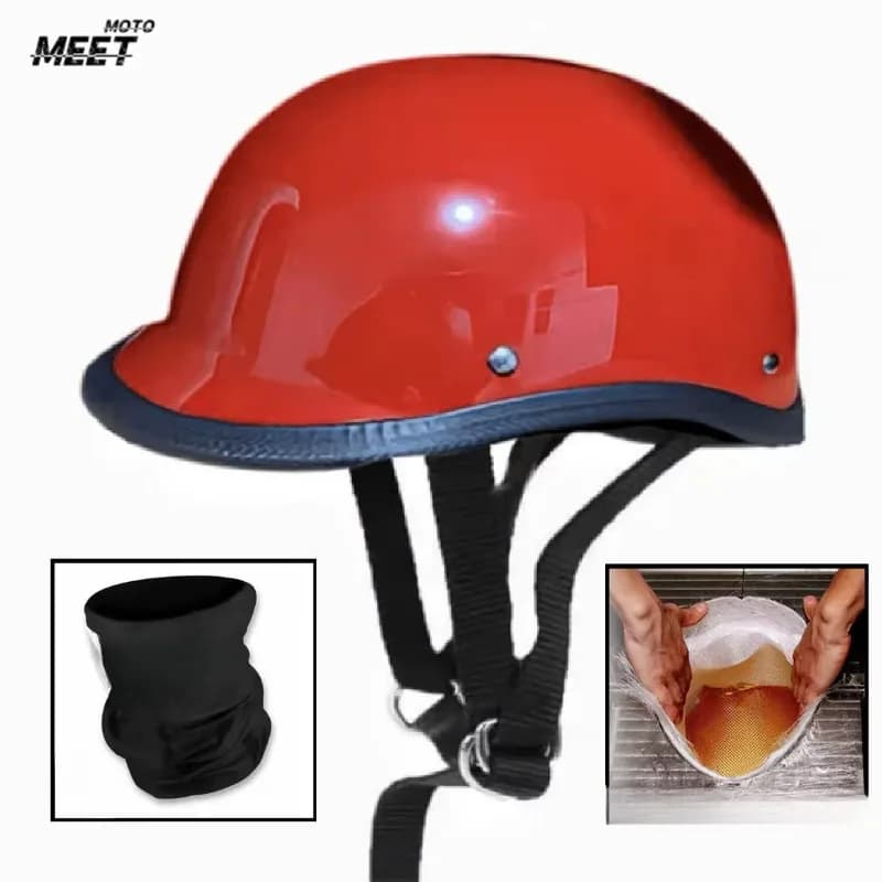 Retro Motorcycle Fiberglass Helmet Men's Summer Helmet High Quality Lightweight Carry Easily for Delivery and Daily Commute
