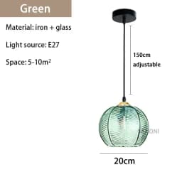 Modern Nordic Striped Glass Pendant Light for Kitchen Island Dining Bedroom Hanging Ceiling Lamp Home Decor Chandelier