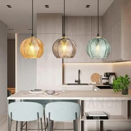 Modern Nordic Striped Glass Pendant Light for Kitchen Island Dining Bedroom Hanging Ceiling Lamp Home Decor Chandelier