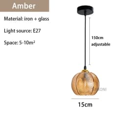 Modern Nordic Striped Glass Pendant Light for Kitchen Island Dining Bedroom Hanging Ceiling Lamp Home Decor Chandelier