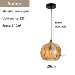 Modern Nordic Striped Glass Pendant Light for Kitchen Island Dining Bedroom Hanging Ceiling Lamp Home Decor Chandelier