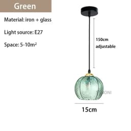 Modern Nordic Striped Glass Pendant Light for Kitchen Island Dining Bedroom Hanging Ceiling Lamp Home Decor Chandelier