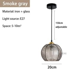 Modern Nordic Striped Glass Pendant Light for Kitchen Island Dining Bedroom Hanging Ceiling Lamp Home Decor Chandelier