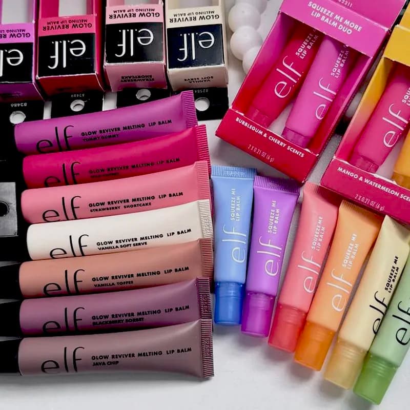 E.l.f Squeeze Me More Lip Balm Duo Lip Gloss Mango-Watermelon Bubblegum-Cherry Mint-Chocolate Two Tone Set with 3 Combinations