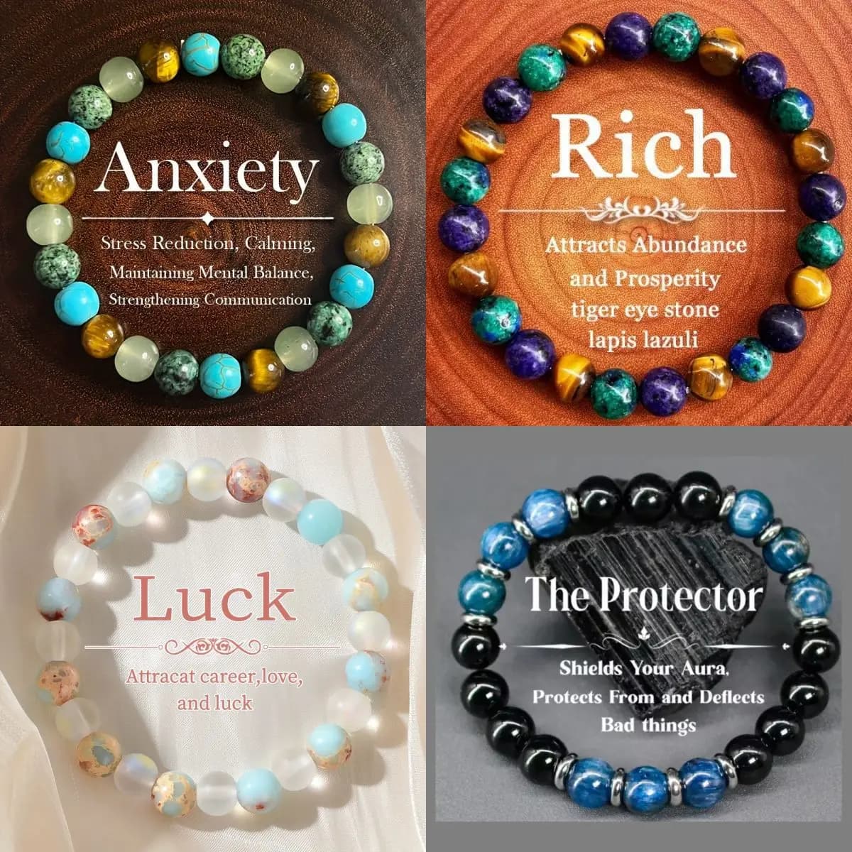 Personality Trendy Tiger's Eye Stone Amethyst Turquoise Natural Colorful Stone Beaded Bracelet for Women Men Amulet Jewelry Gift