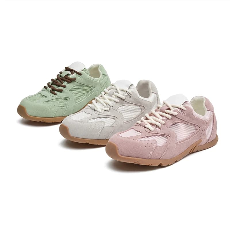 Sneakers Women Mesh Spring Summer 2026 New Genuine Leather Casual Flats Women Large Size Lace-up German Training Shoes Women