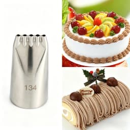 1pcs #134 Cake Decorating Piping Tip, Stainless Steel 5-Line Pastry Nozzle for Spaghetti, Baby Food, Mont Blanc Baking Tool