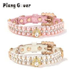 Artificial Pearl Crystal Small Dog Cat Collar Necklace Pendant Puppy Pet Collar Neck Chain