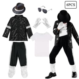 Kids Halloween Cosplay Outfit Boys Dance Show Performance Party Michael Jackson Carnival Pop Star Costume