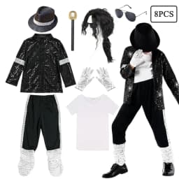 Kids Halloween Cosplay Outfit Boys Dance Show Performance Party Michael Jackson Carnival Pop Star Costume