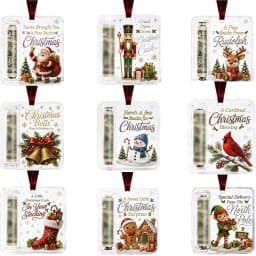 Christmas Cash Gift Holder Acrylic Santa Claus Elk Gingerbread Hanging Ornament Christmas Tree Decoration Party Money Gift Ideas