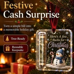 Christmas Cash Gift Holder Acrylic Santa Claus Elk Gingerbread Hanging Ornament Christmas Tree Decoration Party Money Gift Ideas