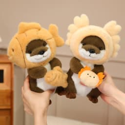 22cm Kawaii Taiyaki Headgear Toys Otter Cartoon Stuffed Animals Soft Prawn Sea Otters Plush Dolls for Girls Gifts Home Decor