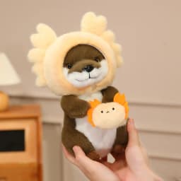 22cm Kawaii Taiyaki Headgear Toys Otter Cartoon Stuffed Animals Soft Prawn Sea Otters Plush Dolls for Girls Gifts Home Decor