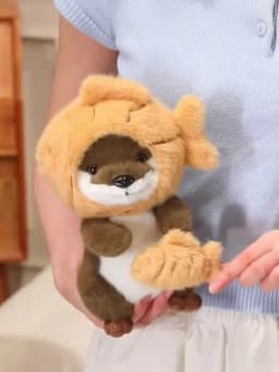 22cm Kawaii Taiyaki Headgear Toys Otter Cartoon Stuffed Animals Soft Prawn Sea Otters Plush Dolls for Girls Gifts Home Decor