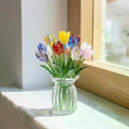 6/7Pcs Realistic Glass Flower Artificial Simulation Plants for Home Decoration and Creative Gift Ideas