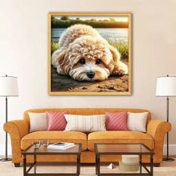 EverShine 5D Diamond Painting Dog Cartoon Mosaic Animal Lake River Full Drill Embroidery Puppy DIY Crafts Kit Adult Room Decor